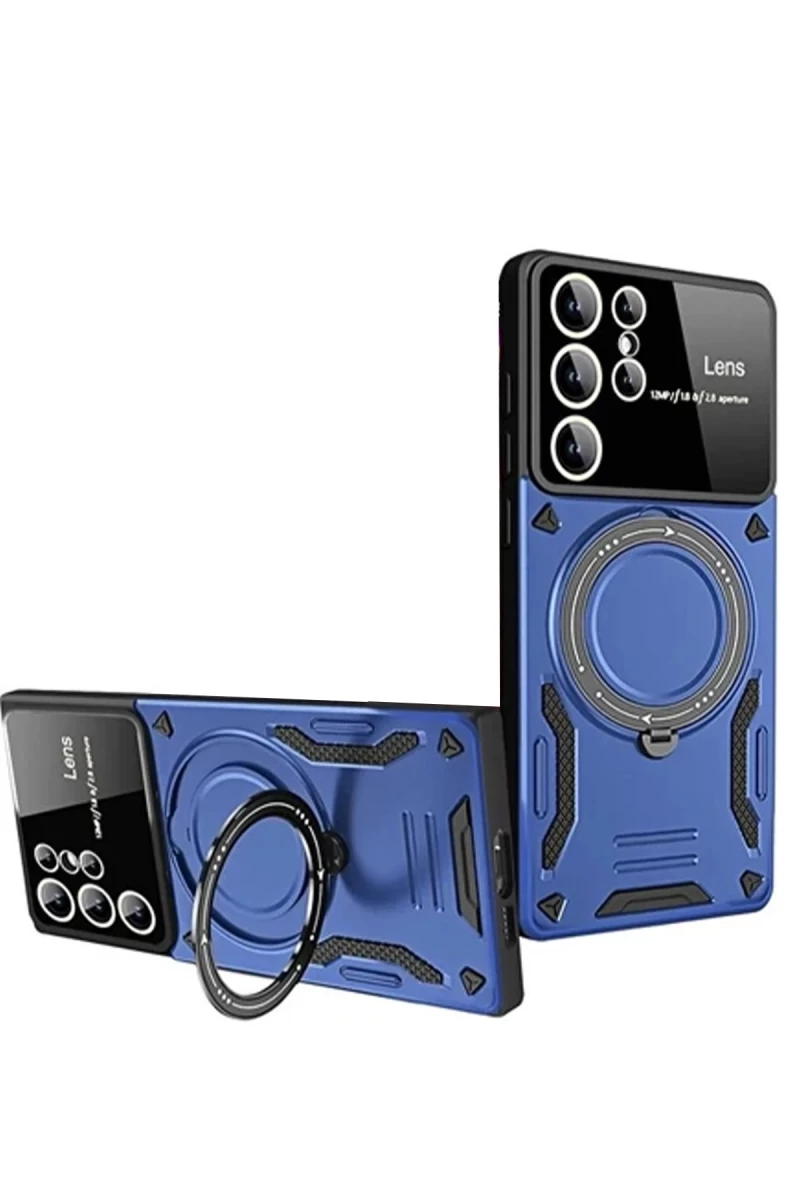 Samsung Galaxy S24 Ultra Uyumlu Kılıf Joy Lens Standlı Kapak - Lacivert
