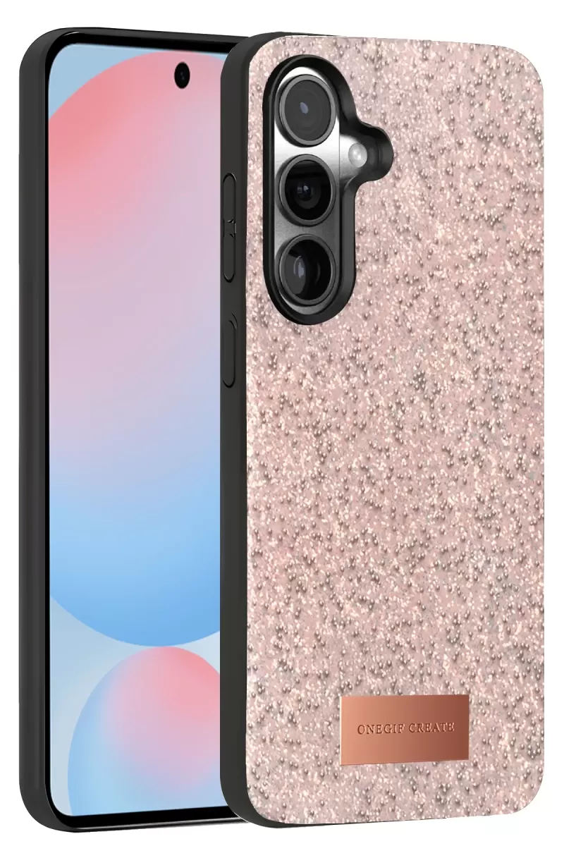Onegif Samsung Galaxy S24 Plus Uyumlu Bright Simli Kapak - Pembe