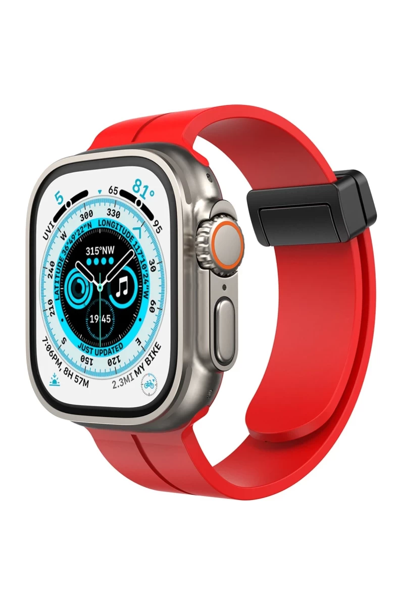 Apple Watch 42mm Uyumlu KR412 Elegance Stylısh Kordon - Kırmızı