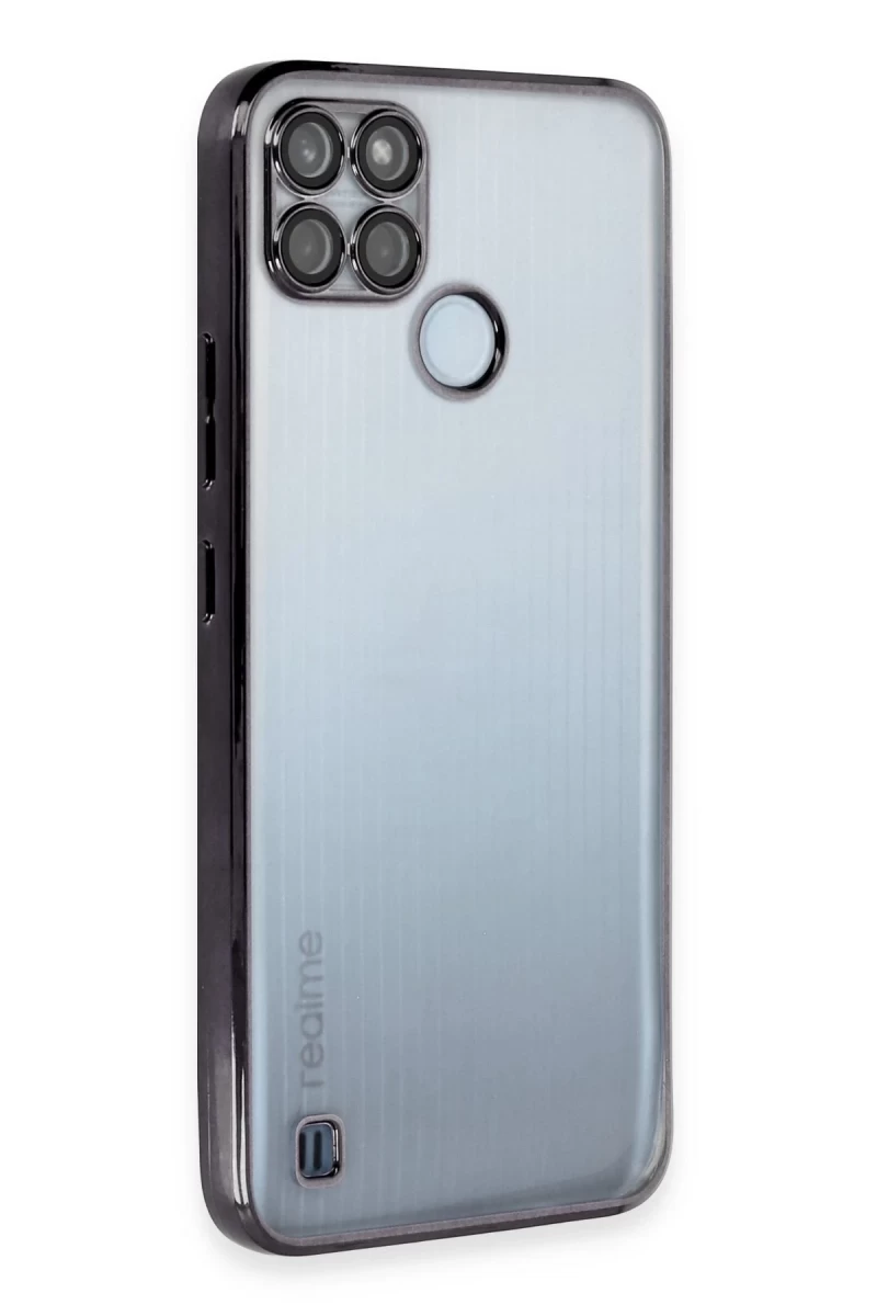 Realme C25Y Uyumlu Kılıf Lensli Silikon - Siyah