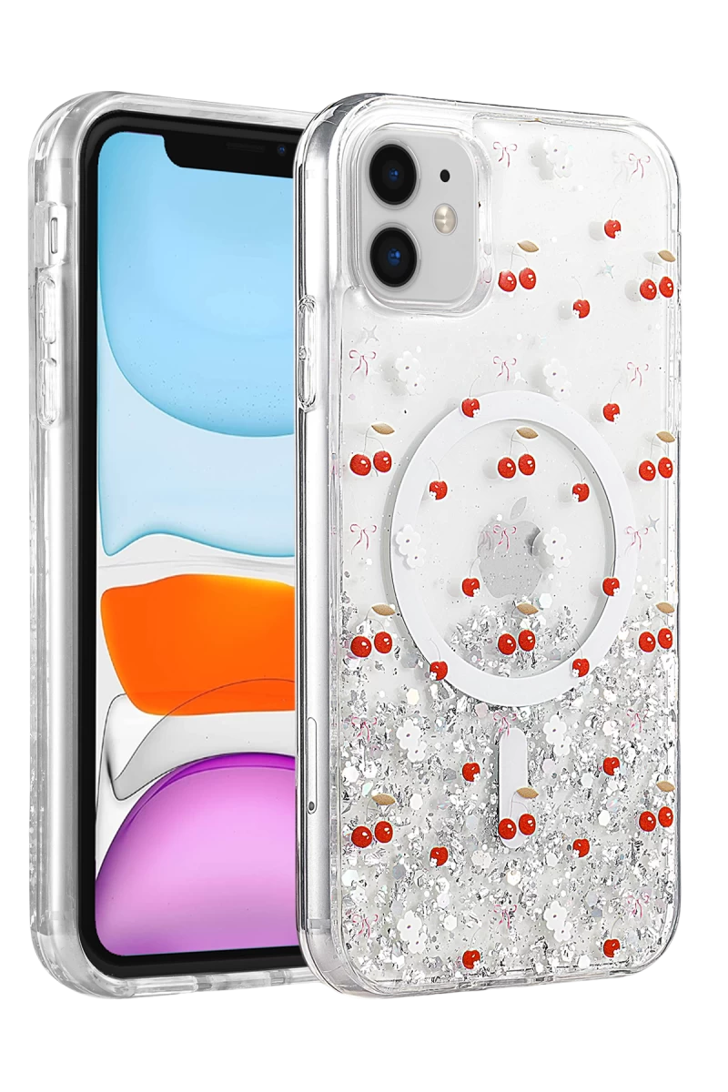 Onegif Apple iPhone 11 Uyumlu Misk Simli Magsafe Kapak - Desen 5