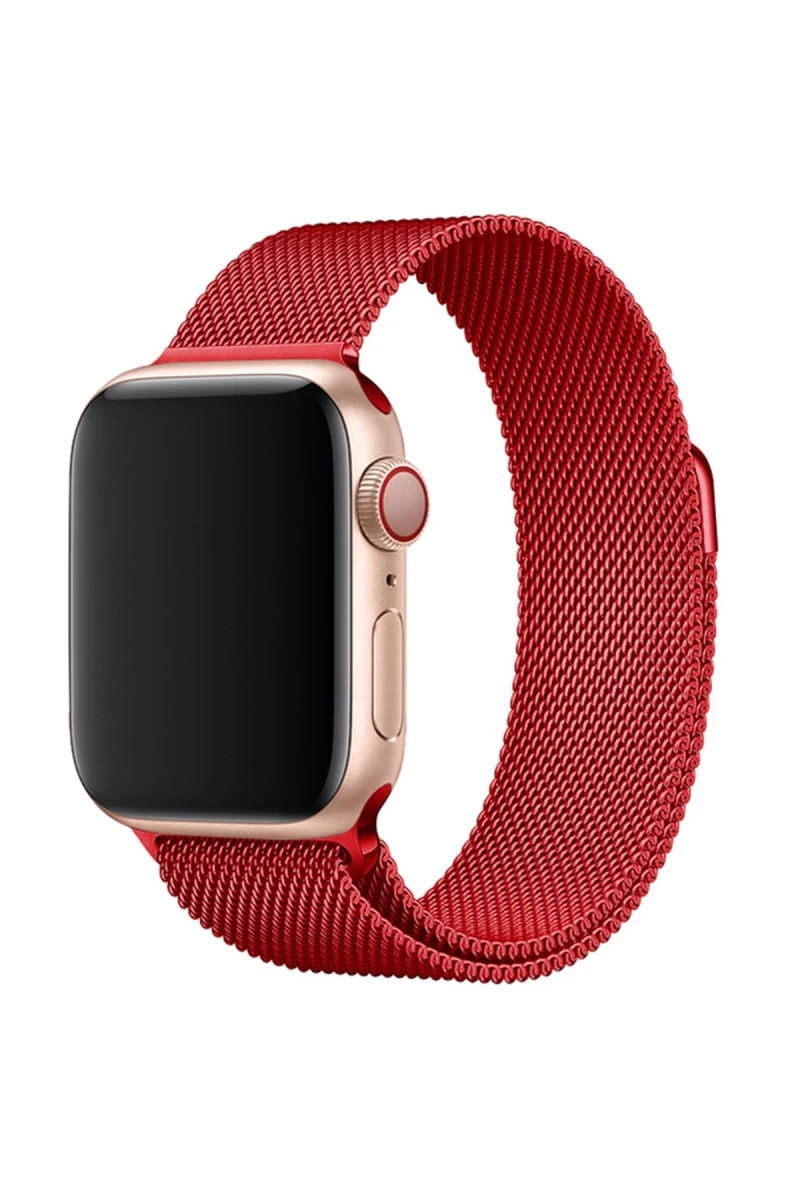 Apple Watch 38mm Uyumlu Metal Mıknatıslı Kordon - Kırmızı