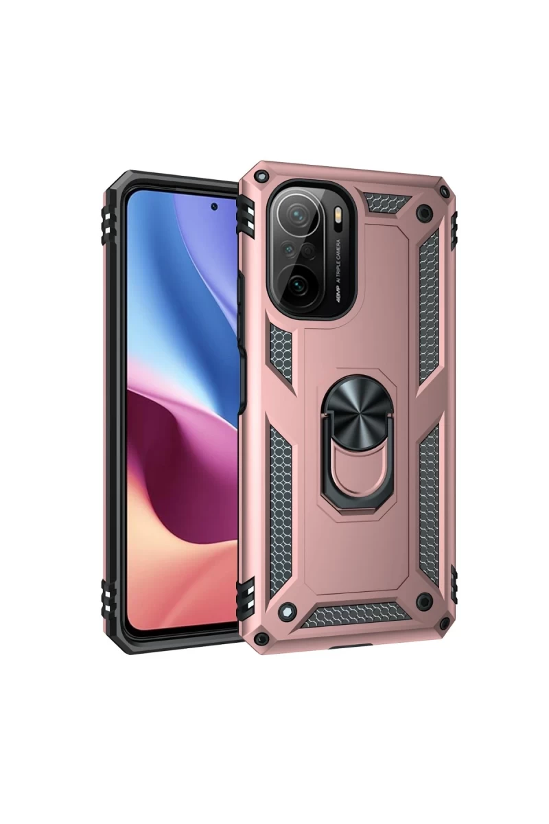 Xiaomi Poco F3 Uyumlu Kılıf Sofya Yüzüklü Silikon Kapak - Rose