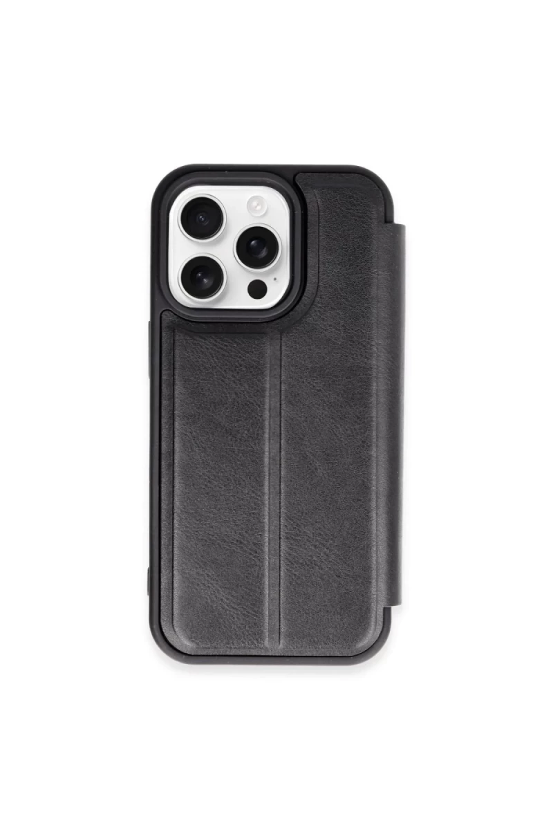 Apple iPhone 15 Pro Max Uyumlu Kılıf Flip Cover - Siyah