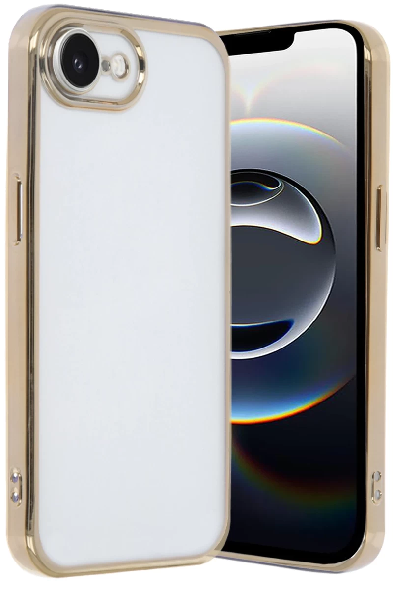 Apple iPhone 16E Uyumlu Kılıf Lensli Silikon - Gold