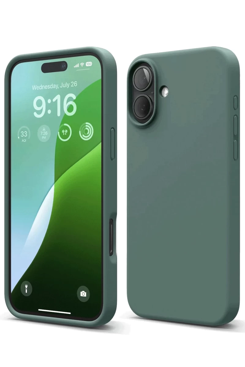 Apple iPhone 16 Plus Uyumlu Kılıf Nano içi Kadife Silikon - Koyu Yeşil