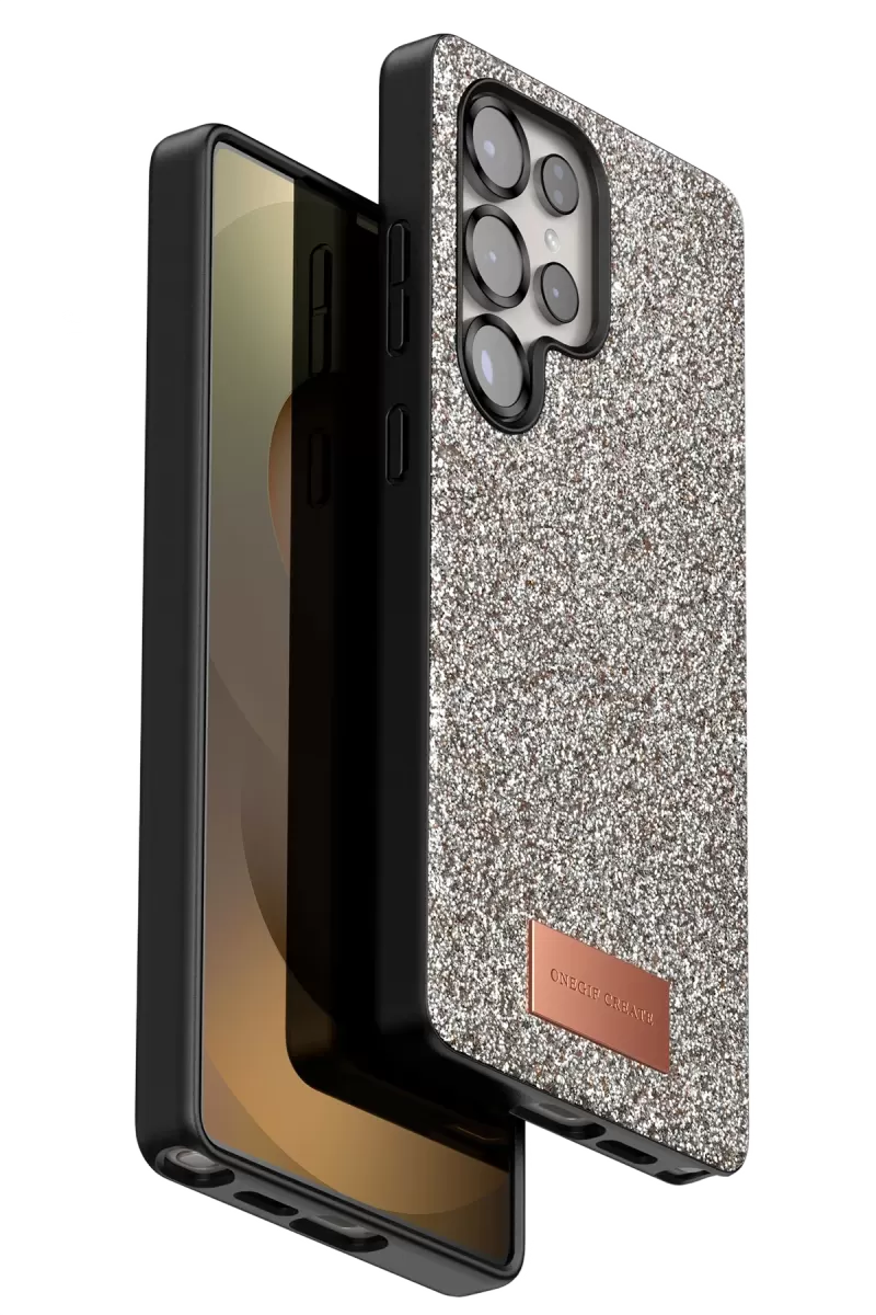 Onegif Samsung Galaxy S25 Ultra Uyumlu Bright Simli Kapak - Gold