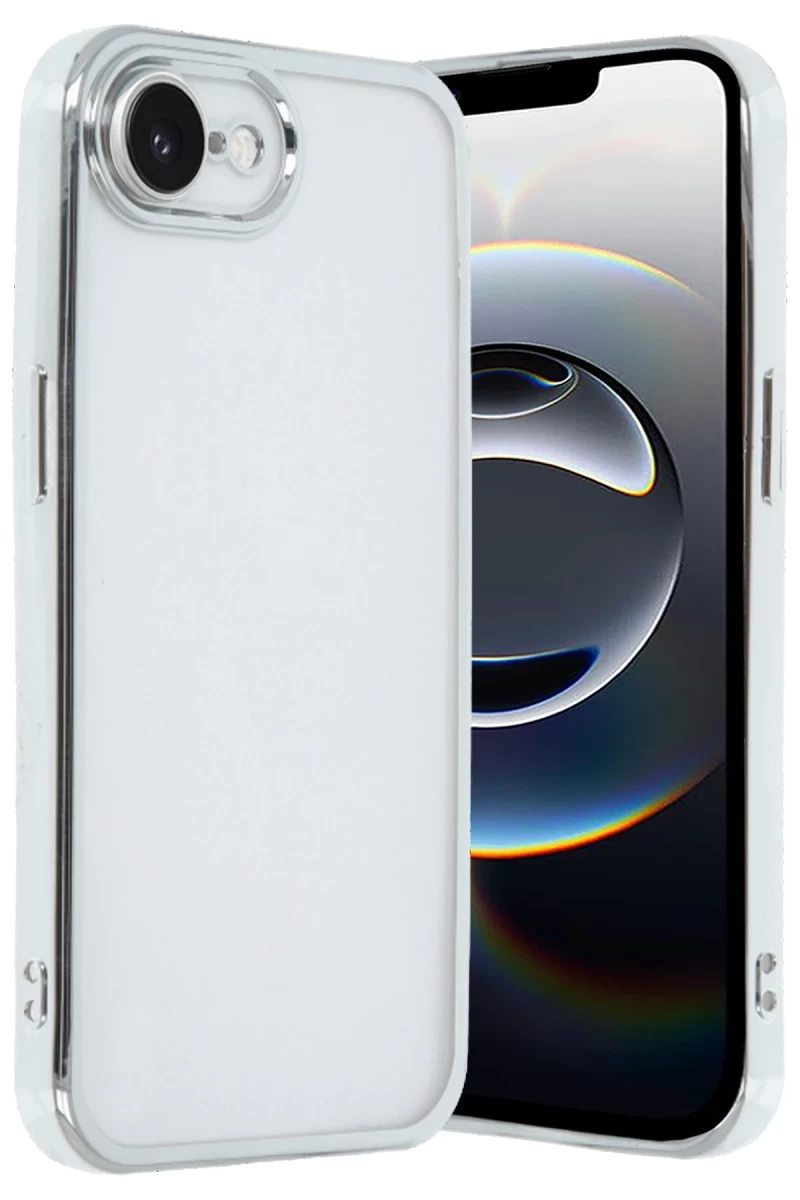 Apple iPhone 16E Uyumlu Kılıf Lensli Silikon - Gümüş