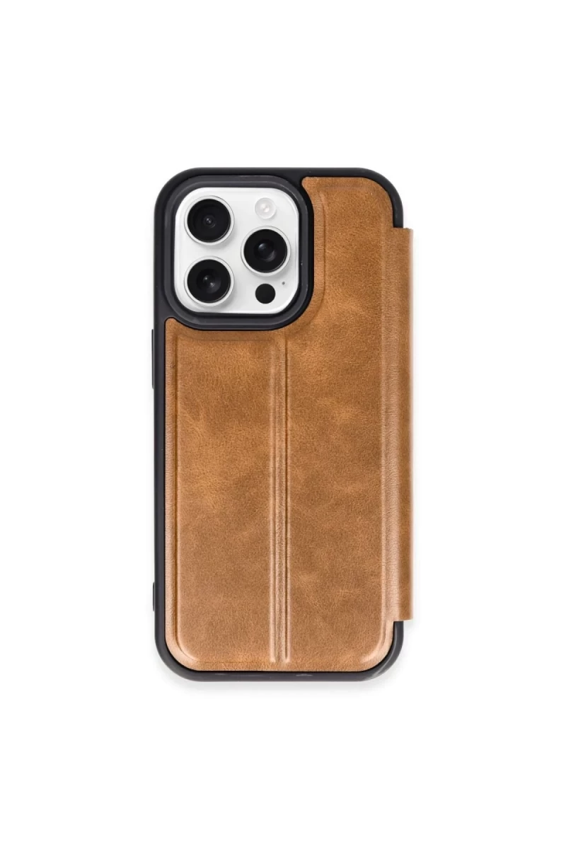 Apple iPhone 15 Pro Max Uyumlu Kılıf Flip Cover - Taba