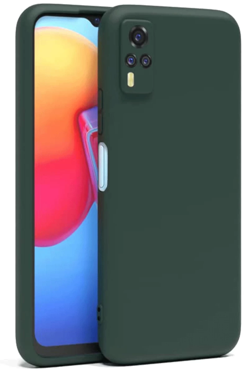 Vivo Y53S Uyumlu Kılıf Nano içi Kadife Silikon - Koyu Yeşil