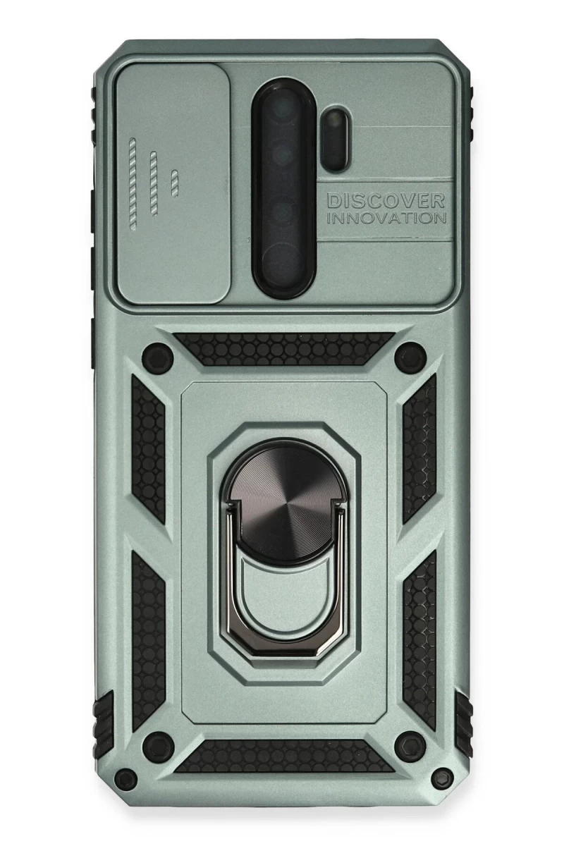 Xiaomi Redmi Note 8 Pro Uyumlu Kılıf Pars Lens Yüzüklü Silikon - Yeşil