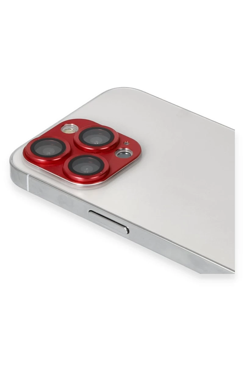 Apple iPhone 13 Pro Max Uyumlu Pers Alüminyum Kamera Lens - Kırmızı