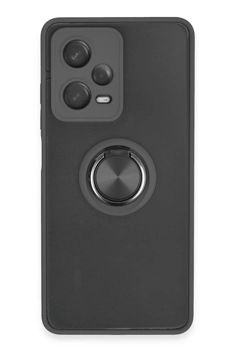 Xiaomi Redmi Note 12 5G Uyumlu Kılıf Montreal Yüzüklü Silikon Kapak - Siyah