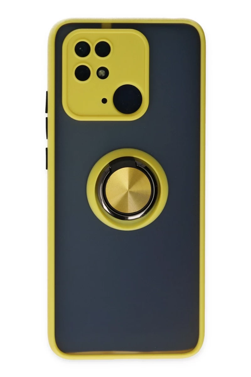 Xiaomi Redmi 10C Uyumlu Kılıf Montreal Yüzüklü Silikon Kapak - Sarı