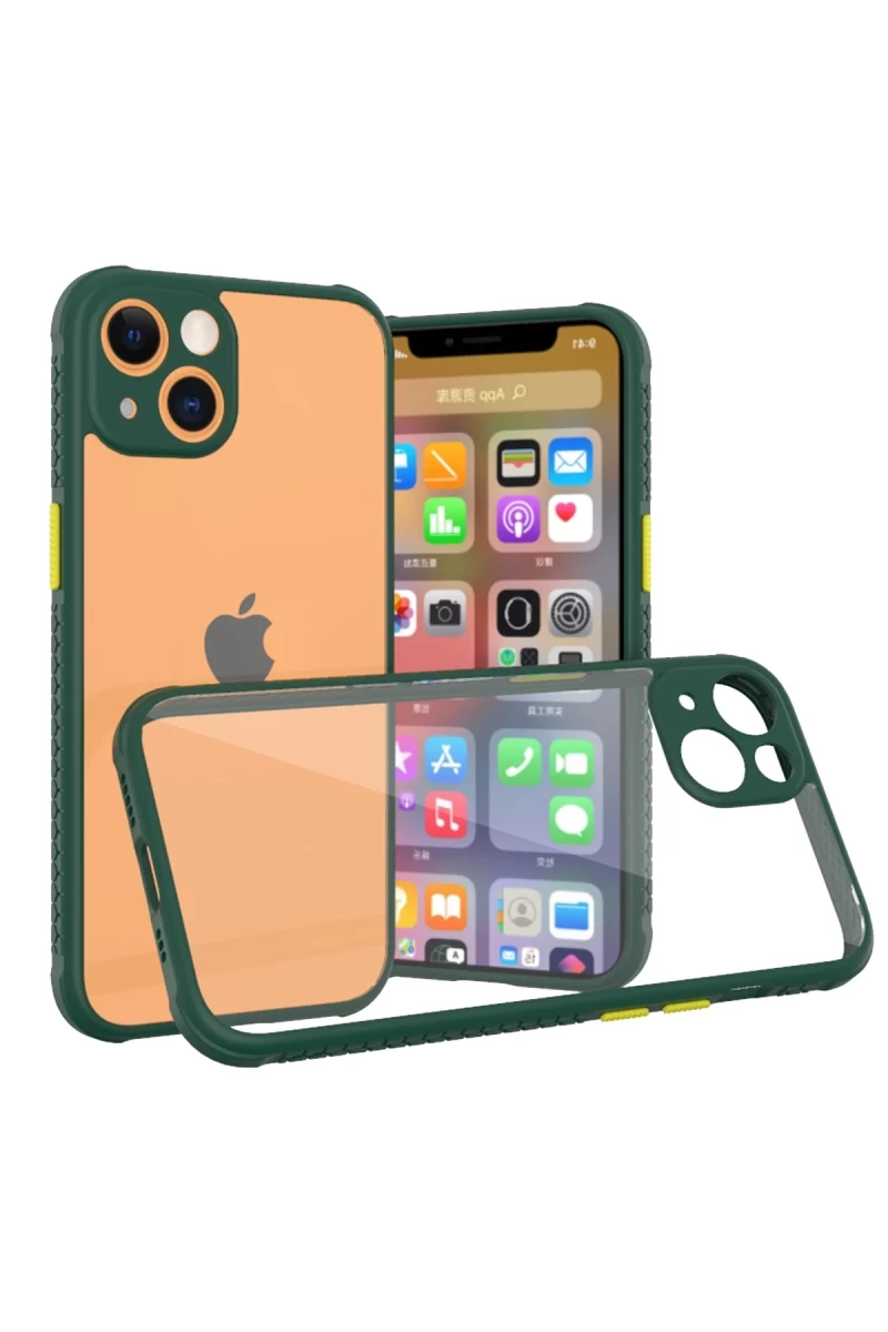 Apple iPhone 13 Mini Uyumlu Kılıf Miami Şeffaf Silikon - Koyu Yeşil