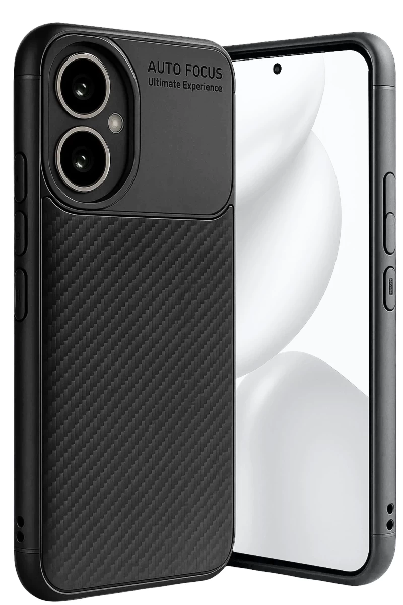 Honor 400 Uyumlu Kılıf Auto Focus Karbon Kapak - Siyah