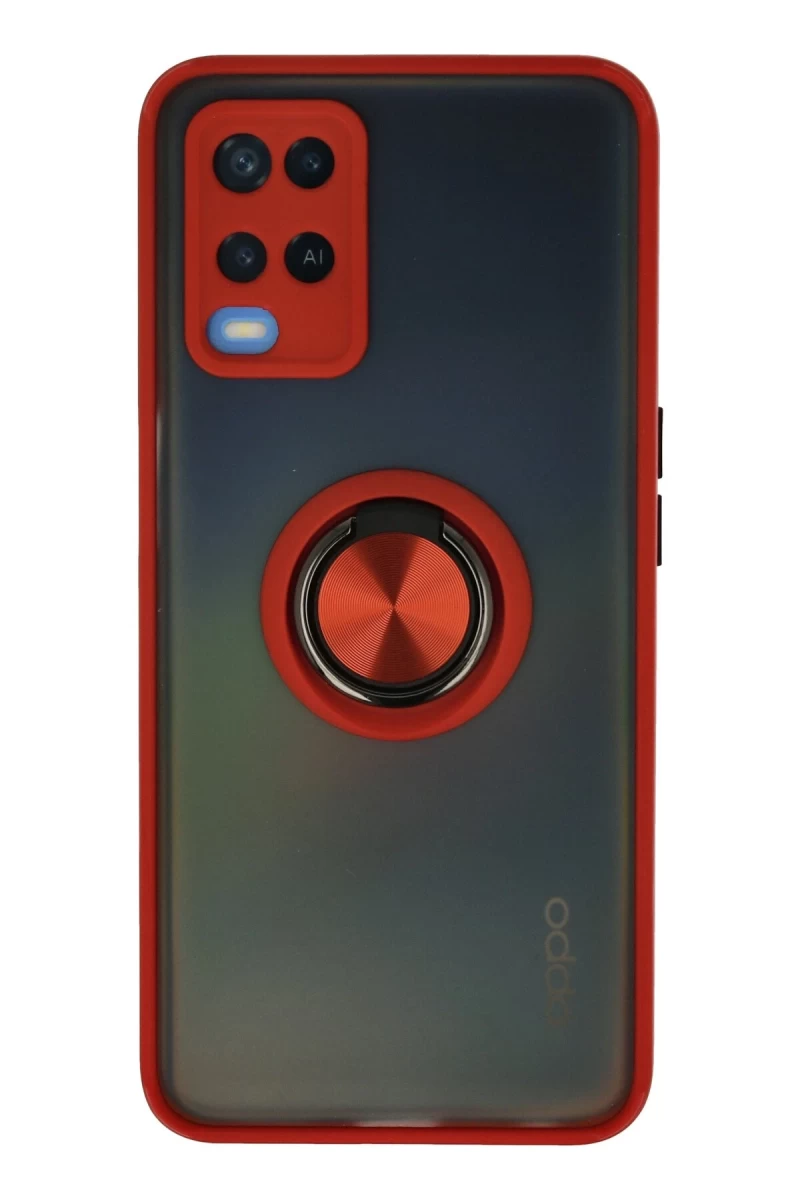 Oppo A54 4G Uyumlu Kılıf Montreal Yüzüklü Silikon Kapak - Kırmızı