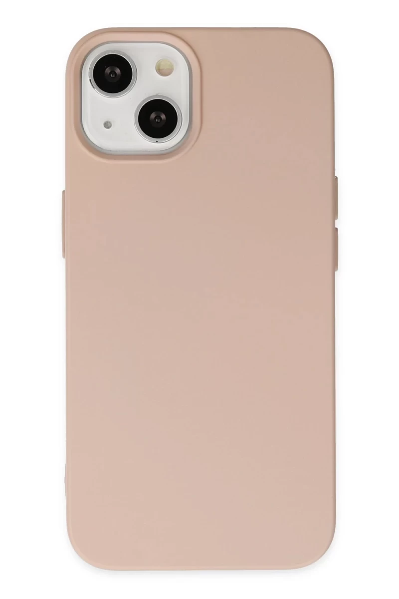 Apple iPhone 14 Plus Uyumlu Kılıf Nano içi Kadife Silikon - Pudra