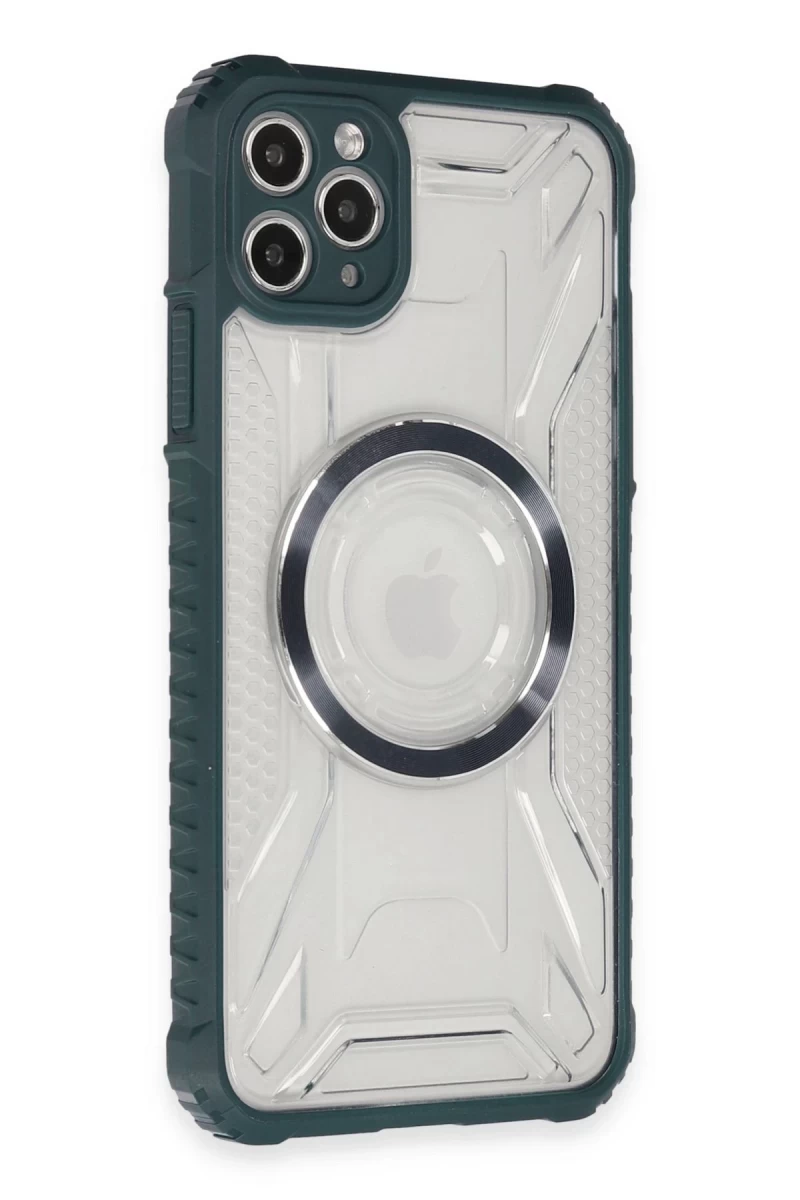 Apple iPhone 11 Pro Max Uyumlu Kılıf Prag Magneticsafe Kapak - Koyu Yeşil