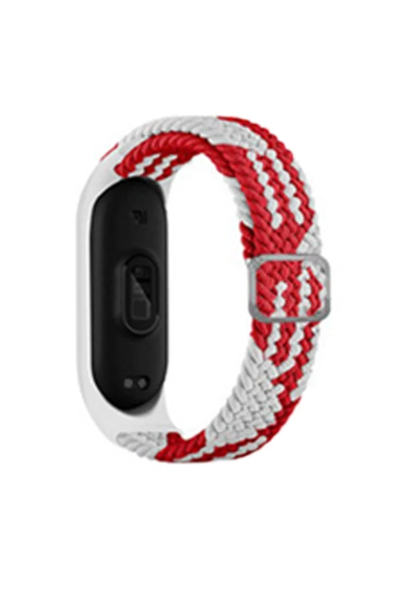 Xiaomi Mi Band 7 Uyumlu Star Kordon - Beyaz-Kırmızı
