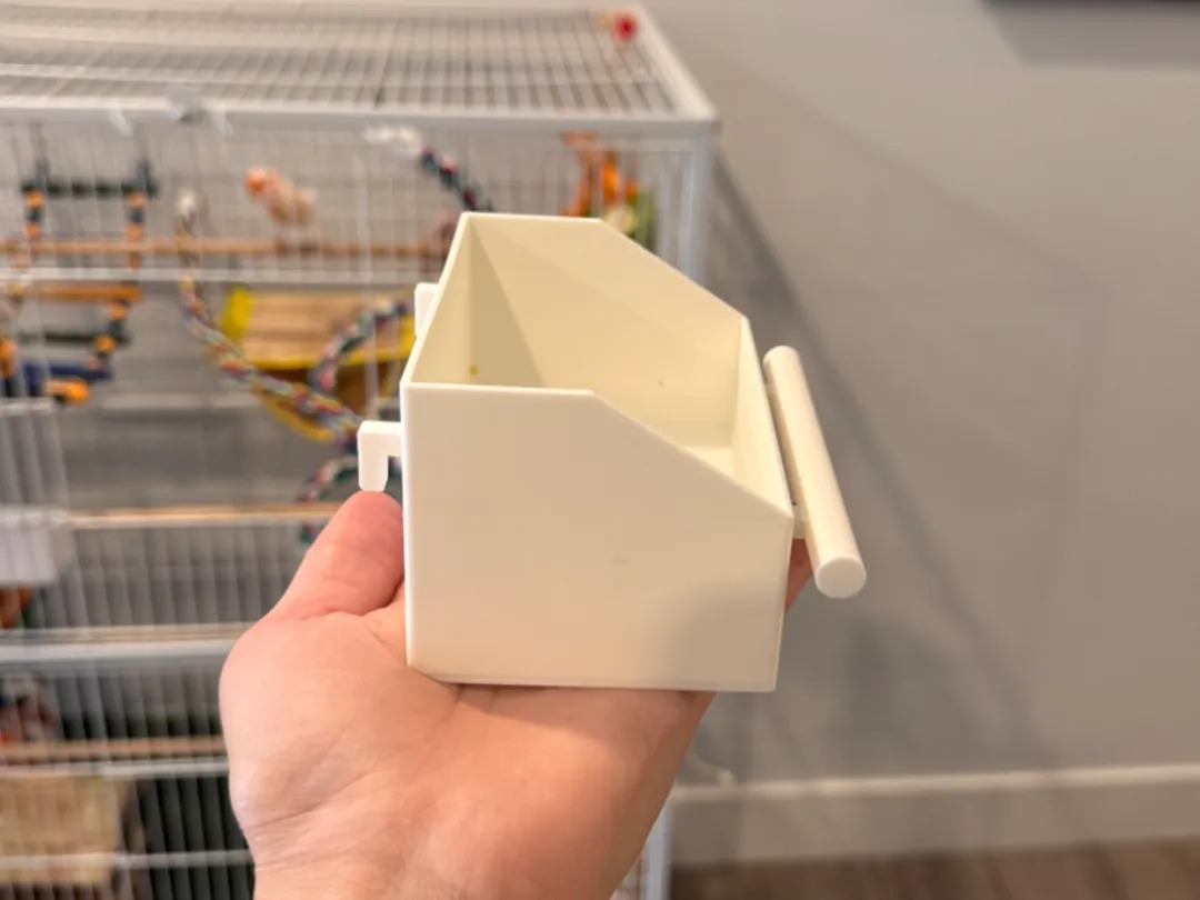 3D Baskı Kuş Kafesi Banyo ve Yemlik Kabı Geniş Kuş Kafesi Su Kabı Kanarya Muhabbet Kuşu Kabı Beyaz