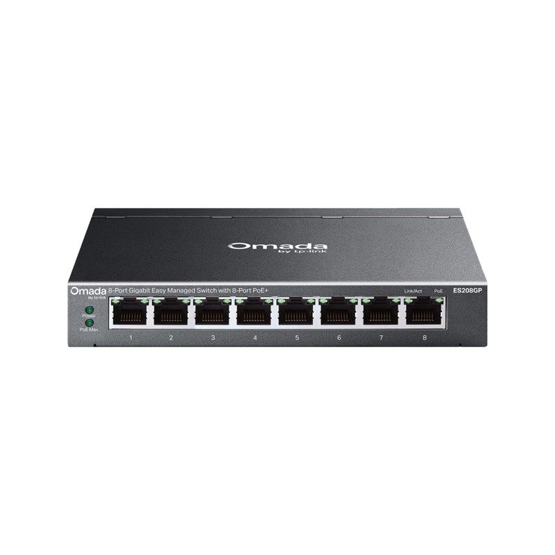 TP-LINK OMADA ES208GP 8 PORT GIGABIT 8 PORT POE 64W YONETİLEBİLİR METAL KASA SWITCH