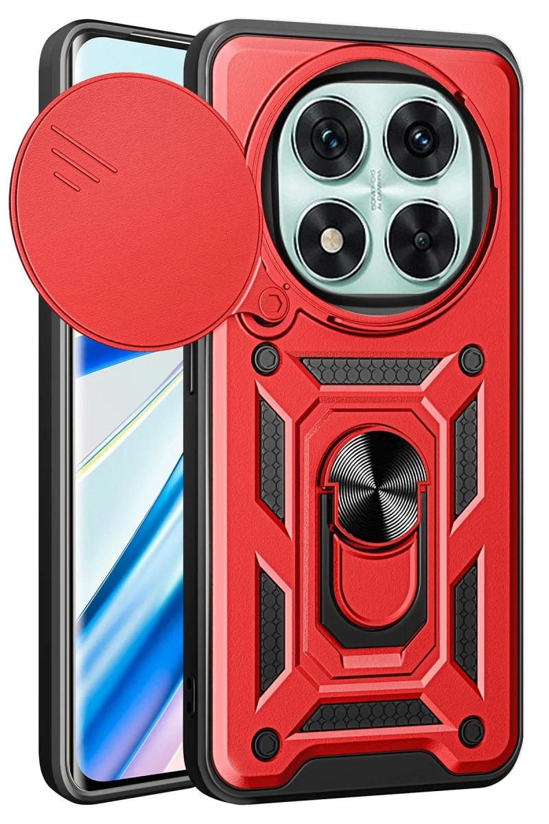 Xiaomi Redmi Note 14 Pro 4G Uyumlu Kılıf Pars Lens Yüzüklü Silikon - Kırmızı