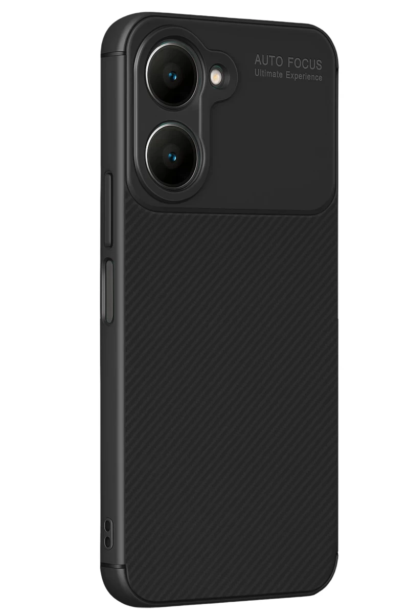 Vivo Y18 Uyumlu Kılıf Auto Focus Karbon Kapak - Siyah
