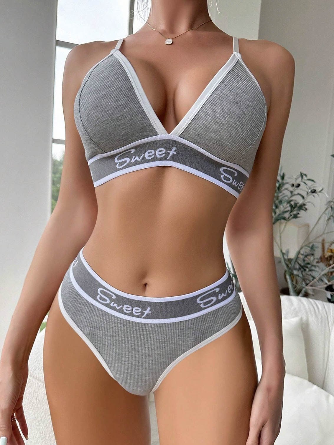 Kadın Gri Sweet Sütyen Kilot Takımı 5198 · BEDEN: L/XL · RENK: Gri