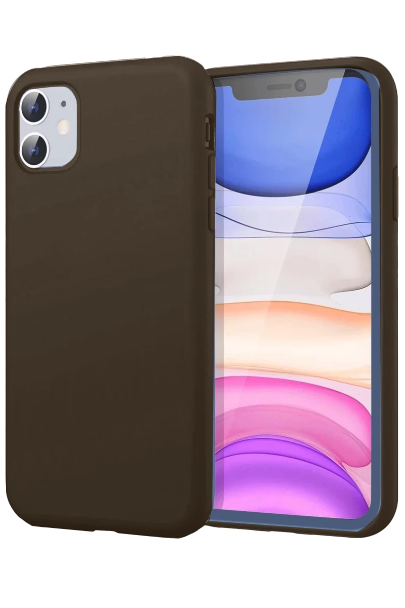 Apple iPhone 11 Uyumlu Kılıf First Silikon - Kahverengi