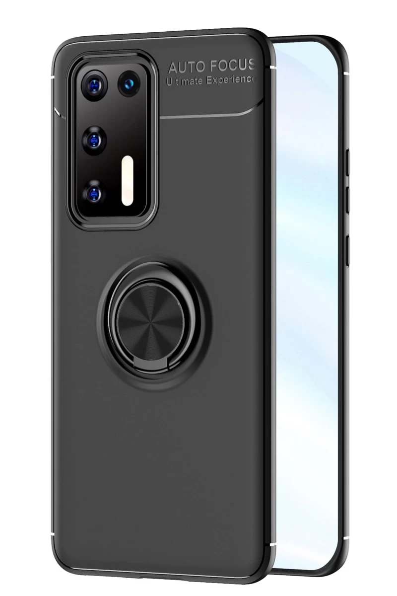 Huawei P40 Uyumlu Kılıf Range Yüzüklü Silikon - Siyah