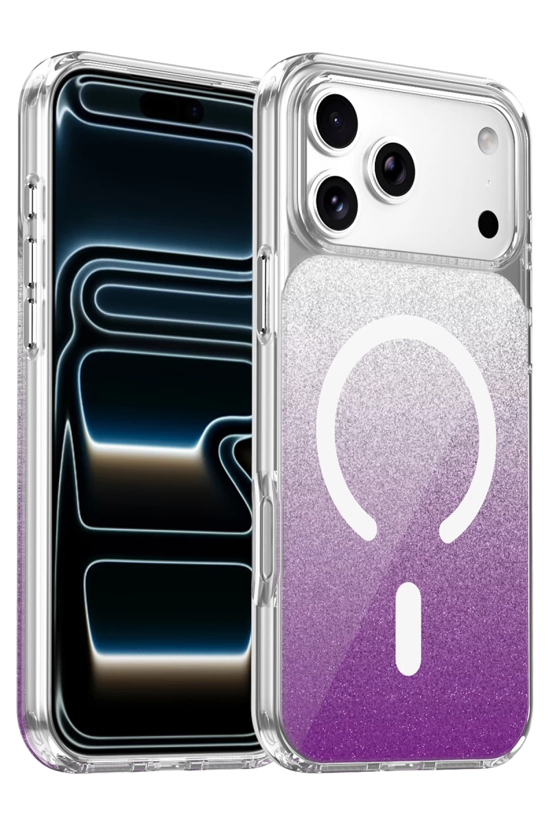 Onegif Apple iPhone 17 Pro Max Uyumlu Sora Simli Magsafe Kapak - Mor