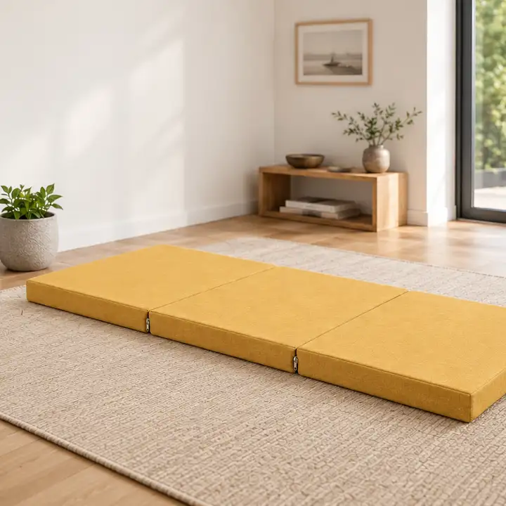 Üç Parçalı Katlanır Minder · 60 × 180 × 7 cm | Hardal | Dış mekân