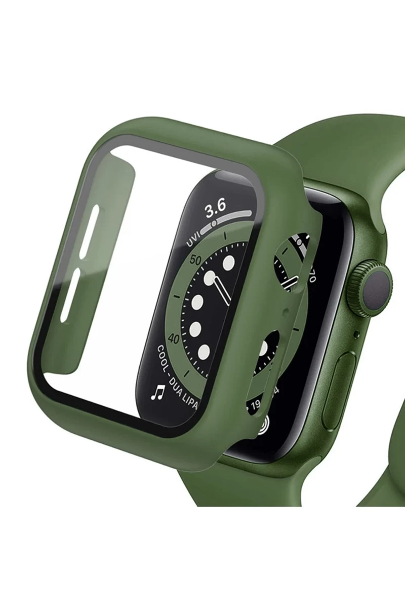 Apple Watch 42mm Uyumlu Camlı Kasa Ekran Koruyucu - Koyu Yeşil