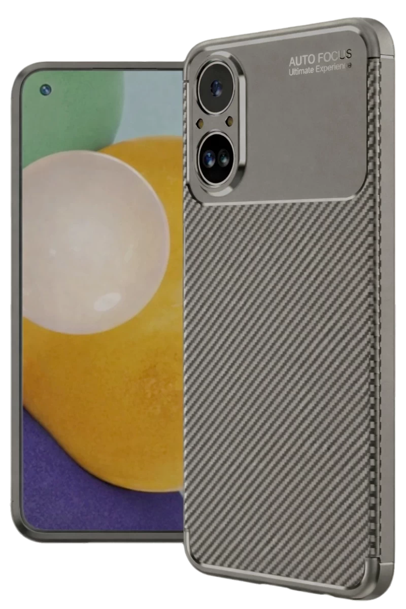 Realme 12 Lite Uyumlu Kılıf Auto Focus Karbon Kapak - Gri