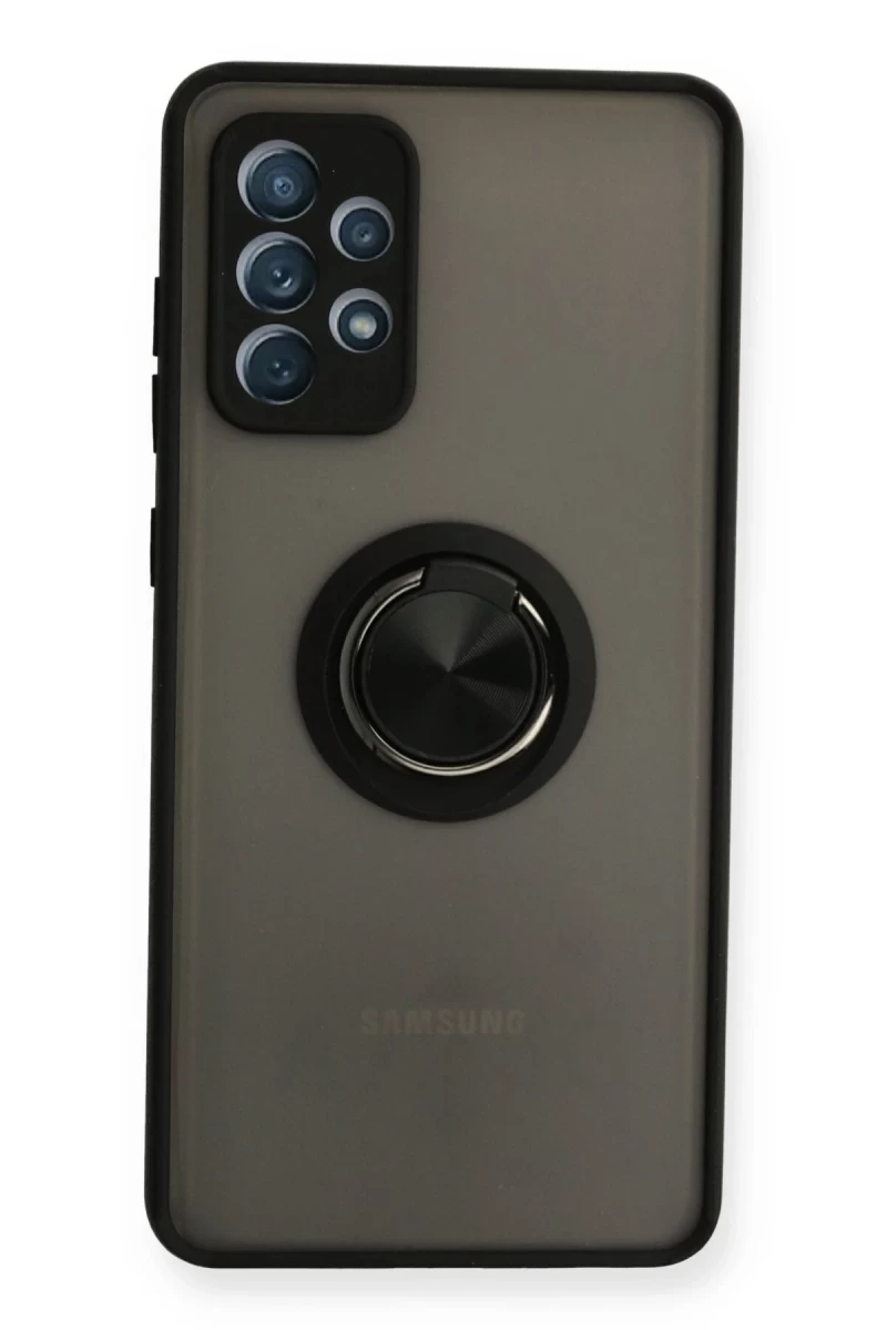 Samsung Galaxy A72 Uyumlu Kılıf Montreal Yüzüklü Silikon Kapak - Siyah