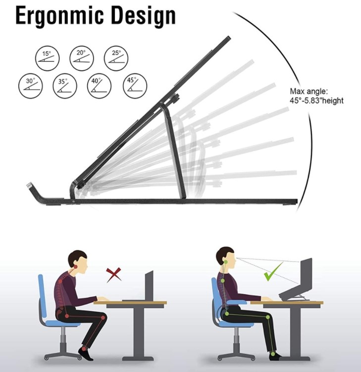 7 Kademeli Ayarlı Katlanabilir Laptop Tablet Standı Siyah