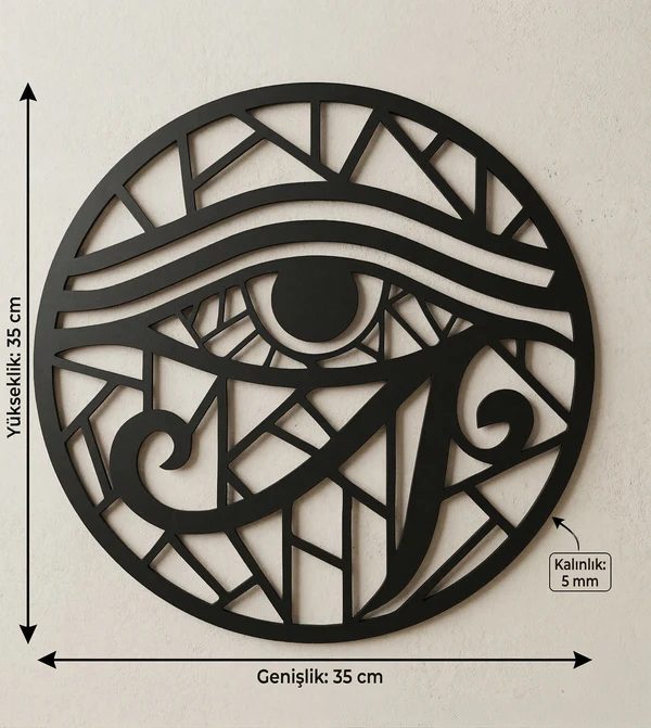 Horus Gözü Duvar Tablosu MDF Lazer Kesim Geometrik Modern Duvar Süsü Eye of Horus Dekor