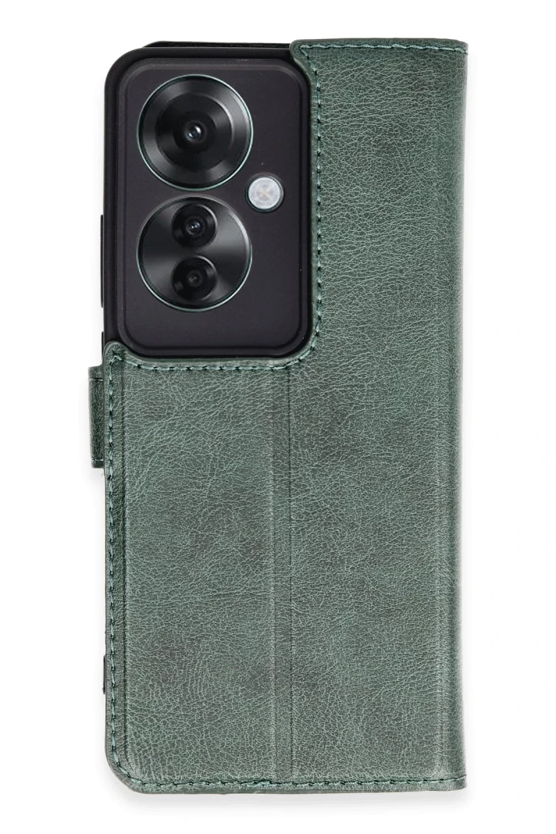 Oppo Reno 11F Uyumlu Kılıf Trend S Plus Kapaklı Kılıf - Yeşil