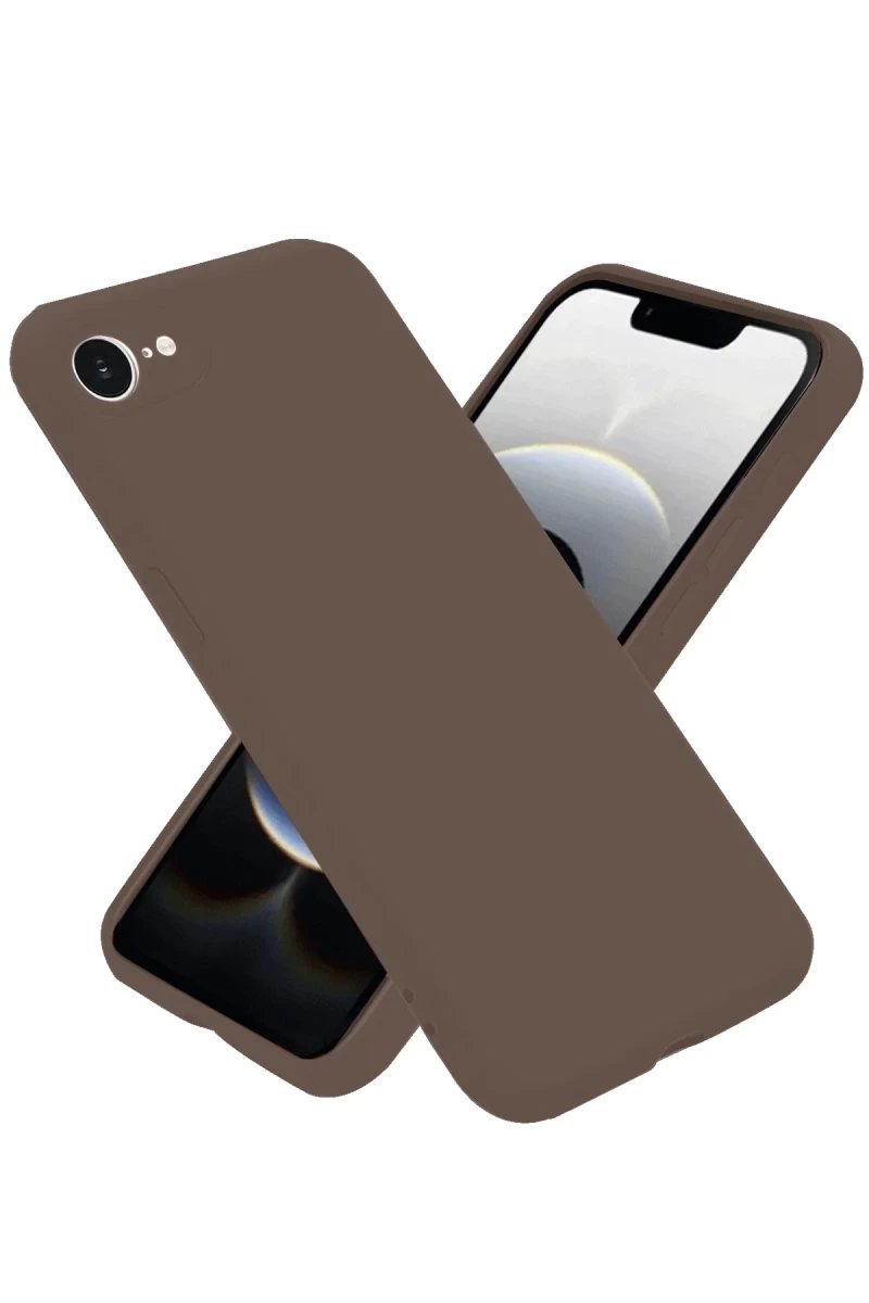 Apple iPhone 16E Uyumlu Kılıf First Silikon - Kahverengi