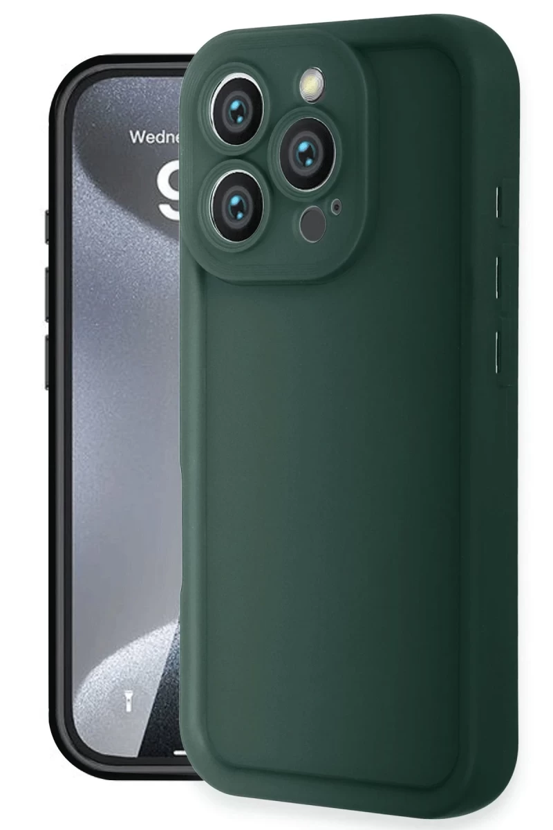 Apple iPhone 16 Pro Max Uyumlu Kılıf Viera Silikon - Koyu Yeşil