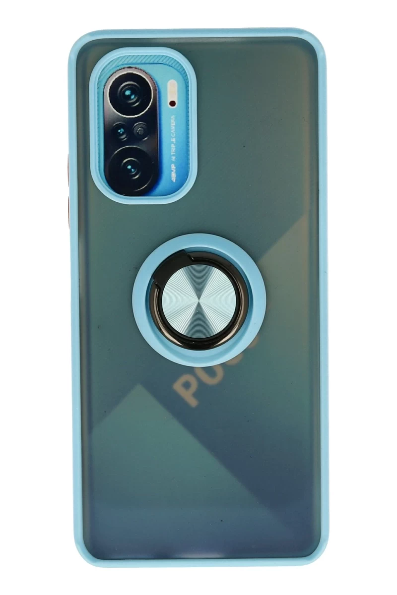 Xiaomi Redmi K40 Uyumlu Kılıf Montreal Yüzüklü Silikon Kapak - Buz Mavi