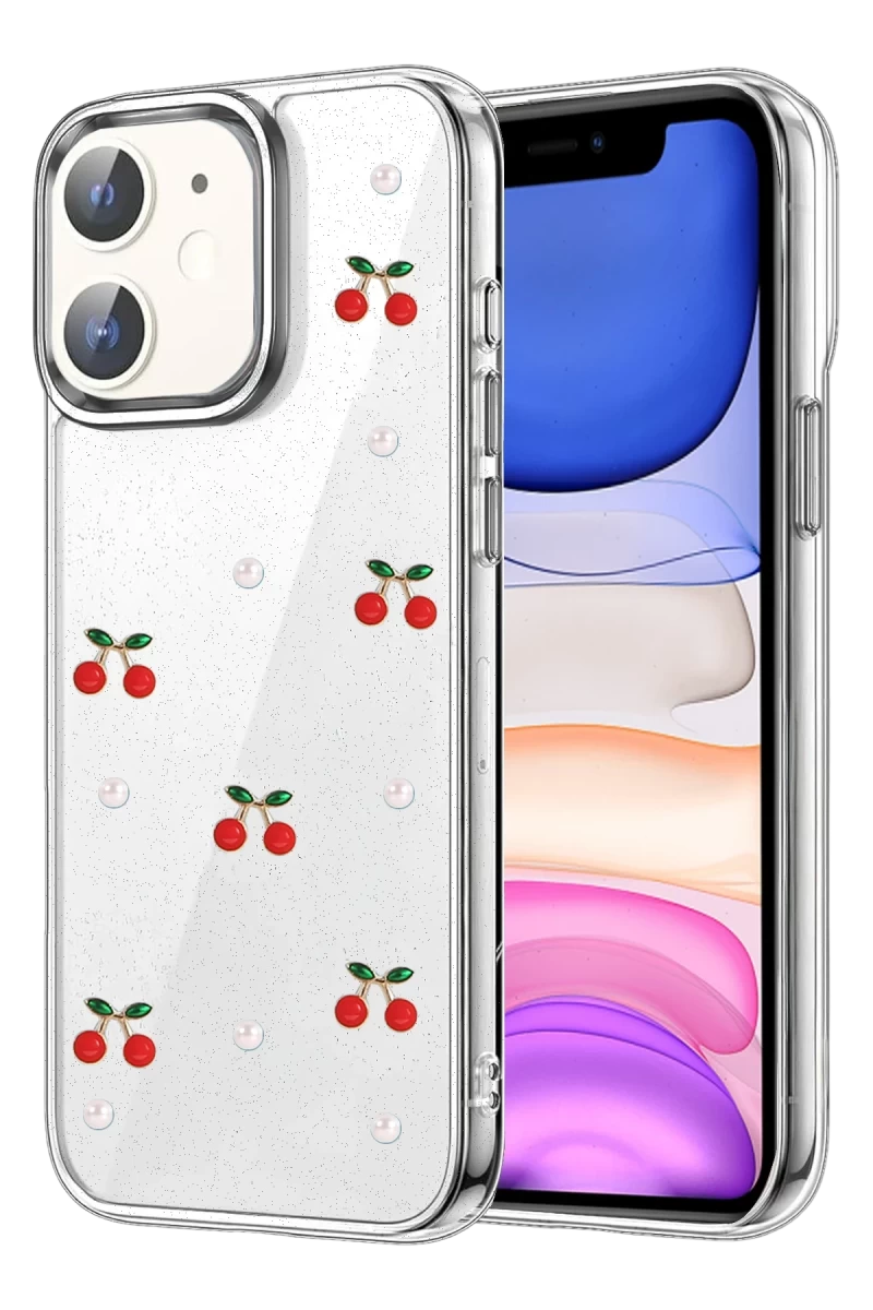 Apple iPhone 12 Uyumlu Fiyonk Desenli Kapak - Desen 9