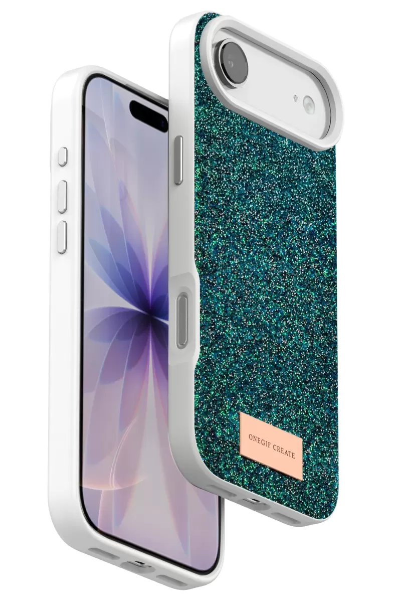Onegif Apple iPhone 17 Uyumlu Air Uyumlu Bright Simli Kapak - Koyu Yeşil