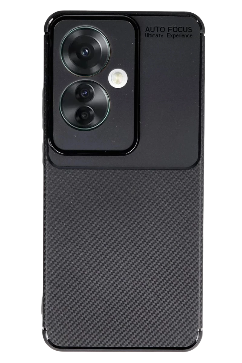 Oppo Reno 11F Uyumlu Kılıf Auto Focus Karbon Kapak - Siyah