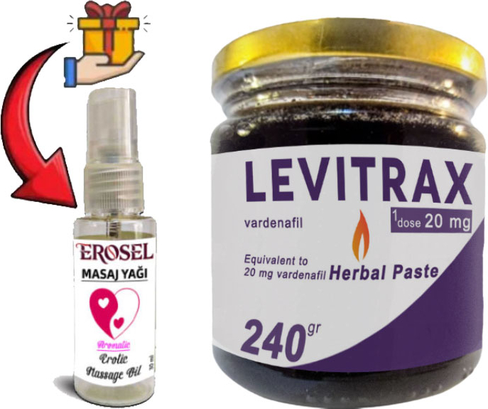 Naturalia :  Levitrax Macun 240 gr Erkeklerin Performanslarına Özel + Erosel Erotikmasaj Yağı Hediye