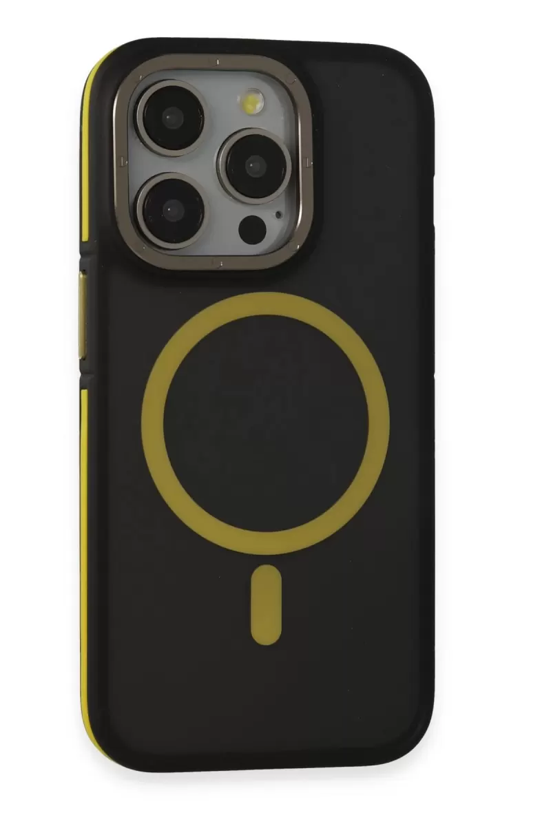 Joko Apple iPhone 14 Pro Max Uyumlu Kılıf Rocky Magsafe Kapak - Siyah-Sarı