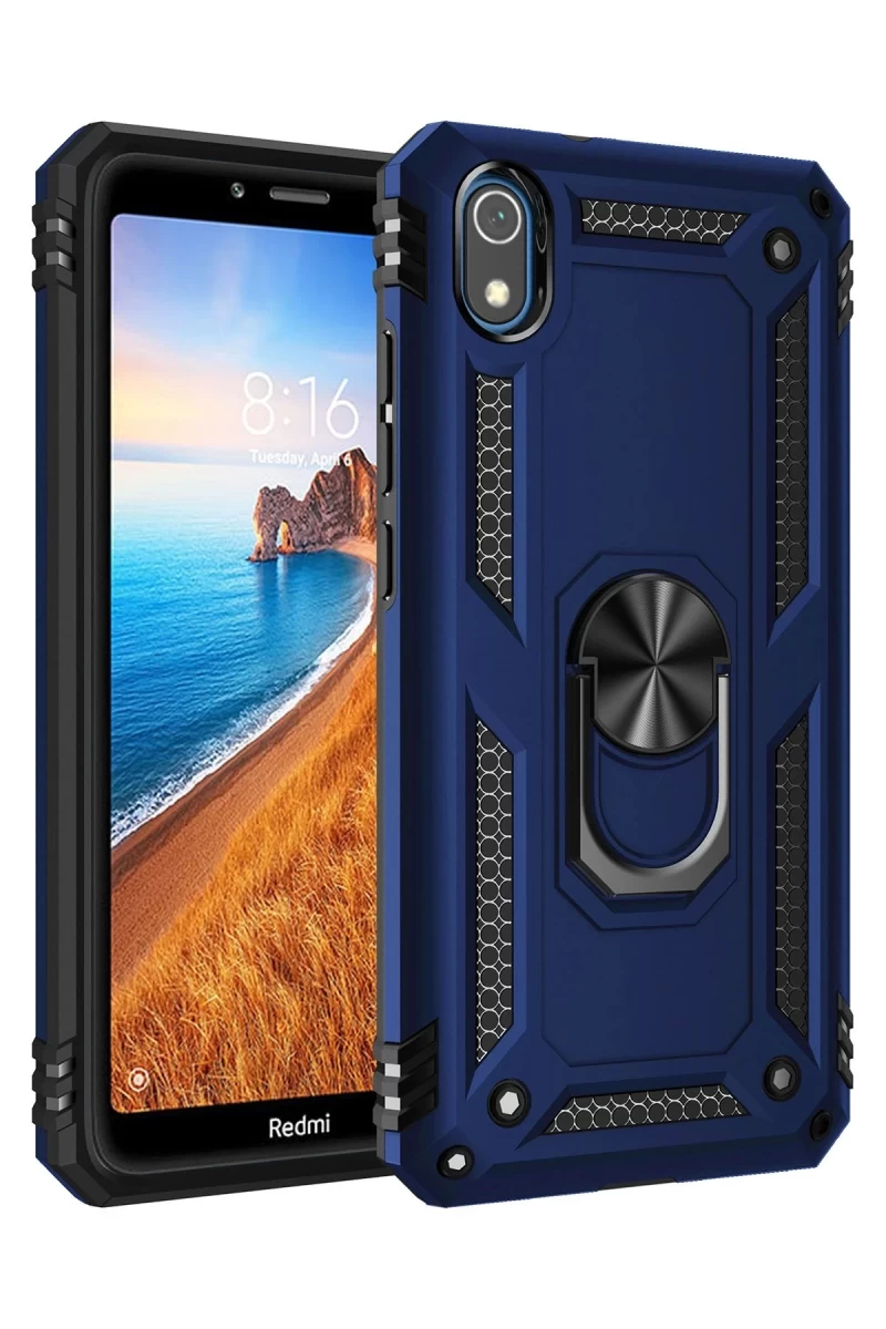 Xiaomi Redmi 7A Uyumlu Kılıf Sofya Yüzüklü Silikon Kapak - Lacivert